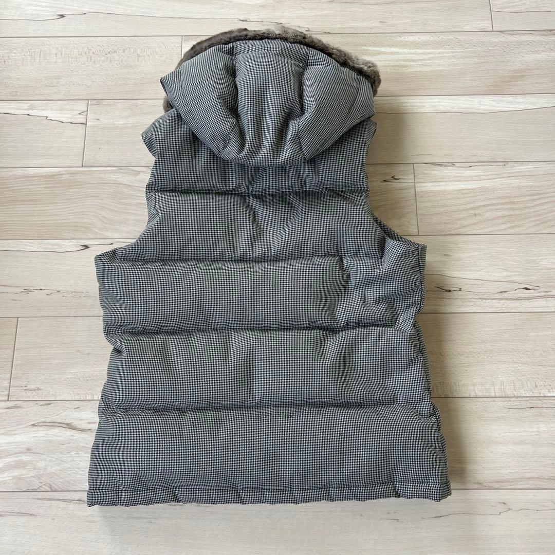 バーバリーブラックレーベル 千鳥 フード リアルファー ダウン ベスト L