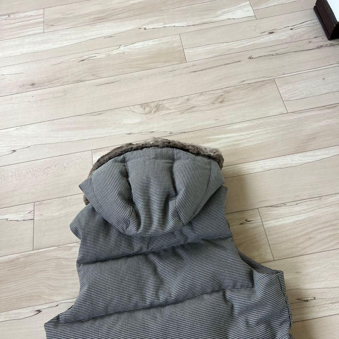 バーバリーブラックレーベル 千鳥 フード リアルファー ダウン ベスト L