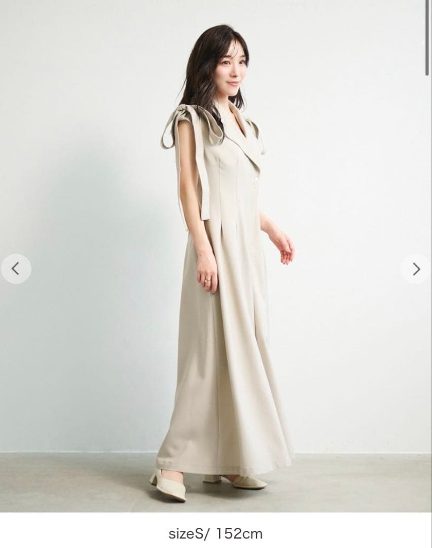 Aimeine cocodeal 肩リボン付きオールインワン　(ライトベージュ)