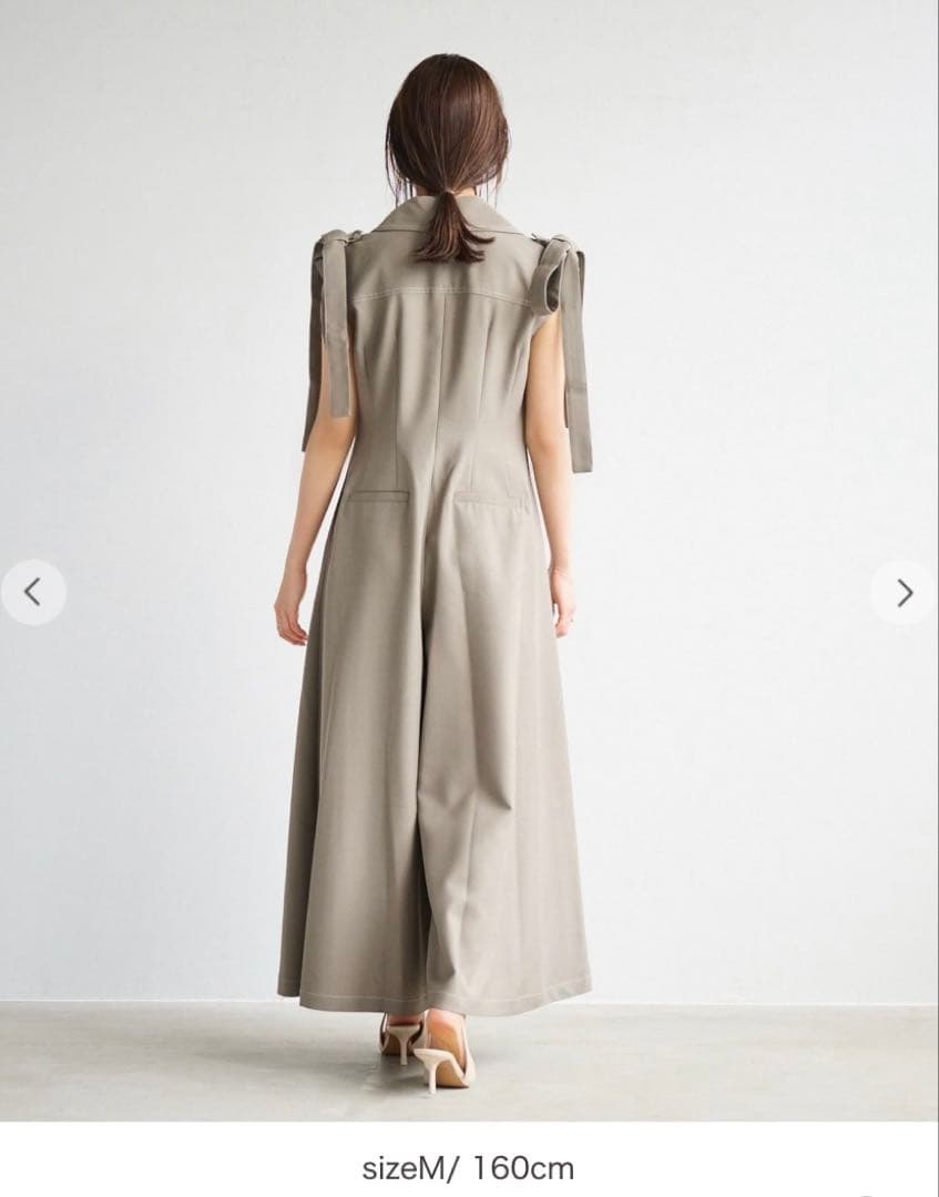 Aimeine cocodeal 肩リボン付きオールインワン　(ライトベージュ)