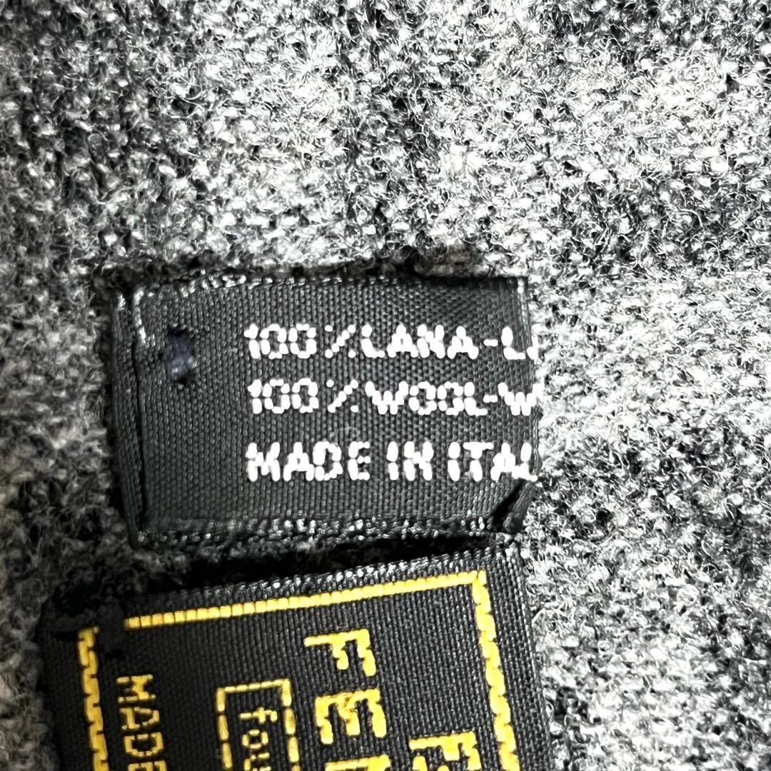 FENDI フェンディ マフラー フリンジ ズッカ柄 ズッキーノ ウール グレー