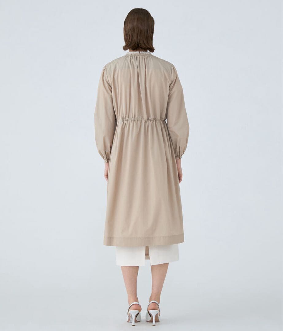 Ballsey ライトタフタ ジップアップロングコート　ライトベージュ　38