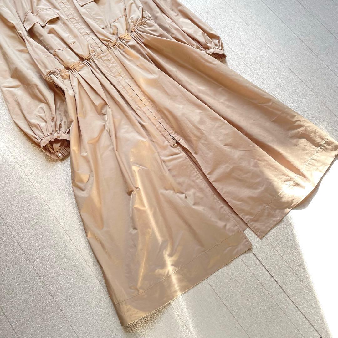 Ballsey ライトタフタ ジップアップロングコート　ライトベージュ　38