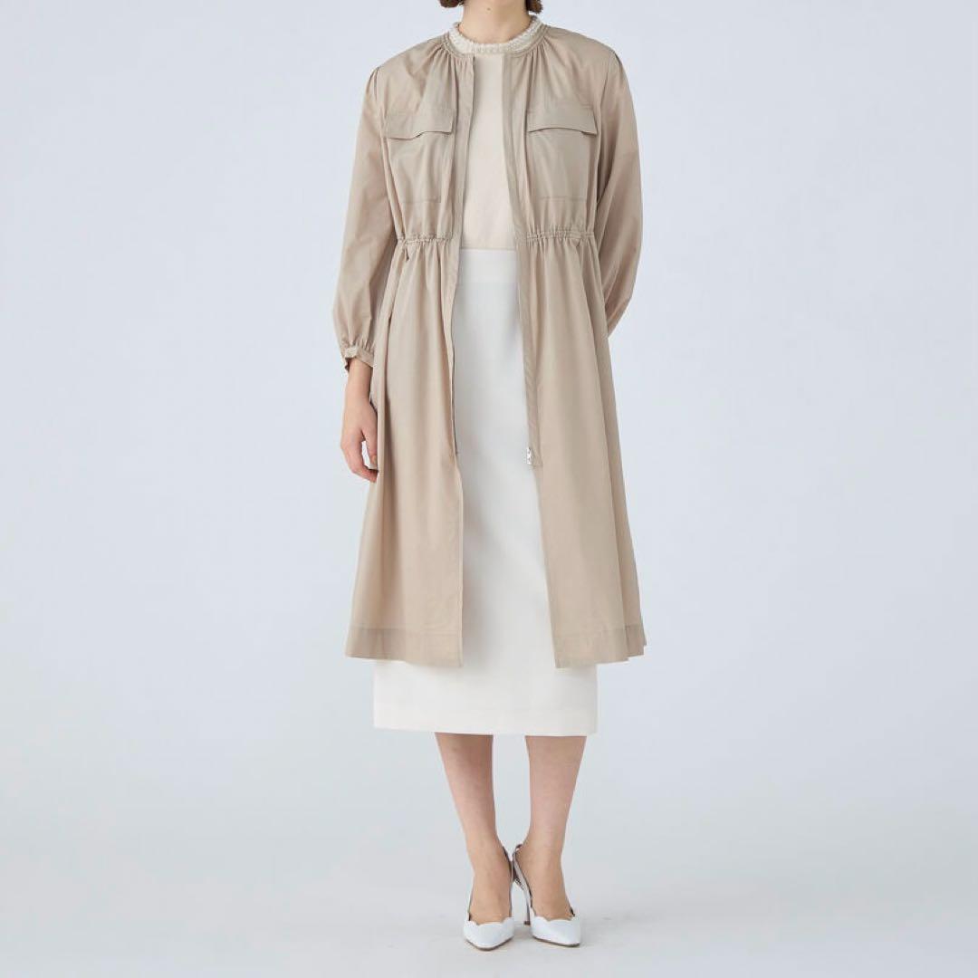Ballsey ライトタフタ ジップアップロングコート　ライトベージュ　38