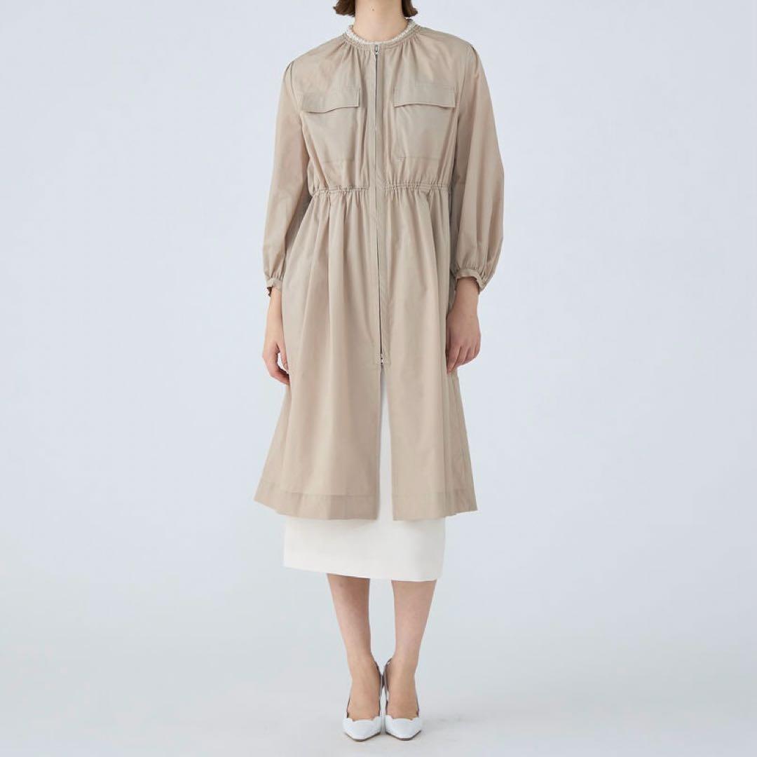 Ballsey ライトタフタ ジップアップロングコート　ライトベージュ　38