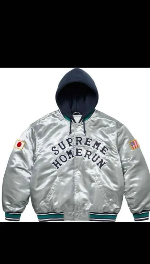 ジャケット・アウター Supreme run Satin Hooded Varsity Jk