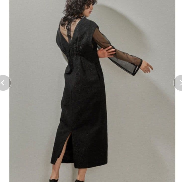 ANDRESD Vラインジャガードドレス ワンピース 結婚式 お呼ばれ