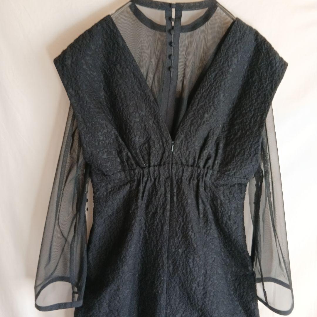 ANDRESD Vラインジャガードドレス ワンピース 結婚式 お呼ばれ