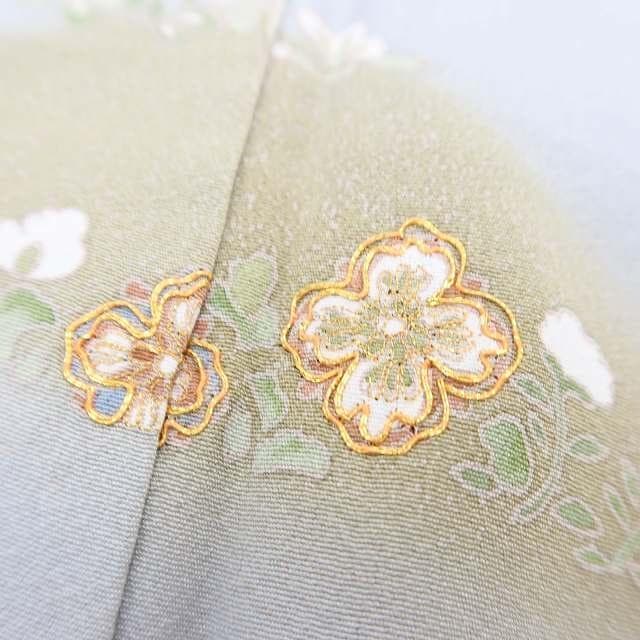 美品未着用 金駒刺 正絹 着物“山々に花冠を届ける唐花の霞”訪問着 T+59