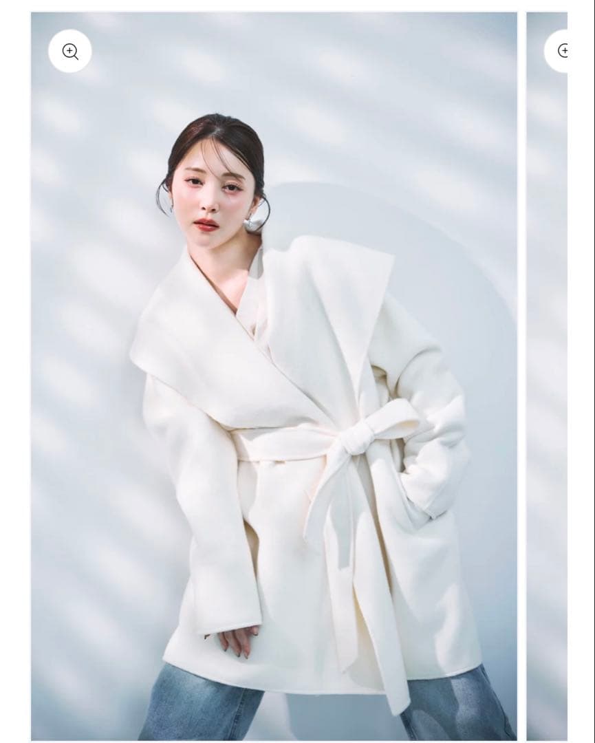 ☆新品タグ付き☆ polaura ショールカラーウールミドルコート オフホワイト