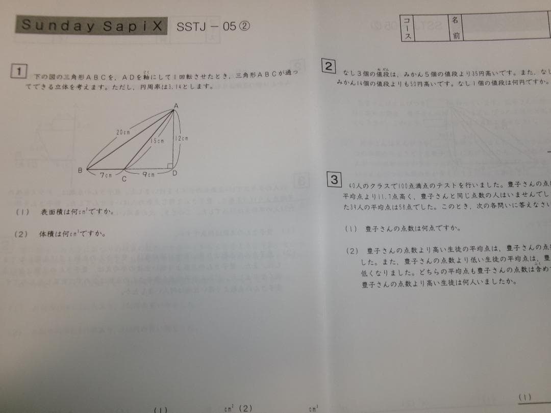 サピックス ＳＳ特訓＊６年＊算数／豊島岡 対策プリント＊全１７回＊書込少＊貴重