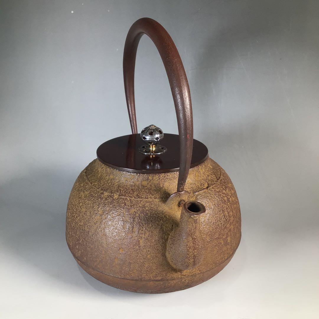 Ｎ６３２　鉄瓶　『釜師　木村一無造』『真形鉄瓶』　共箱　茶道具