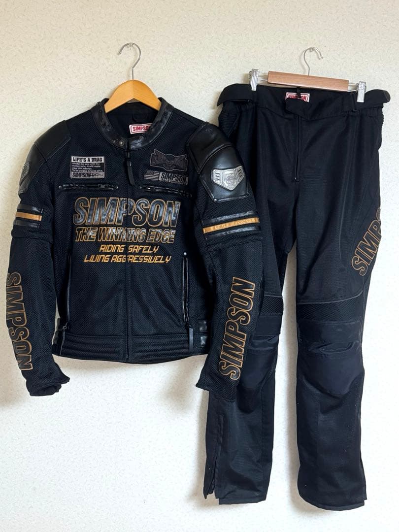SIMPSON メッシュ ライダース ジャケット パンツ セットアップ Lサイズ
