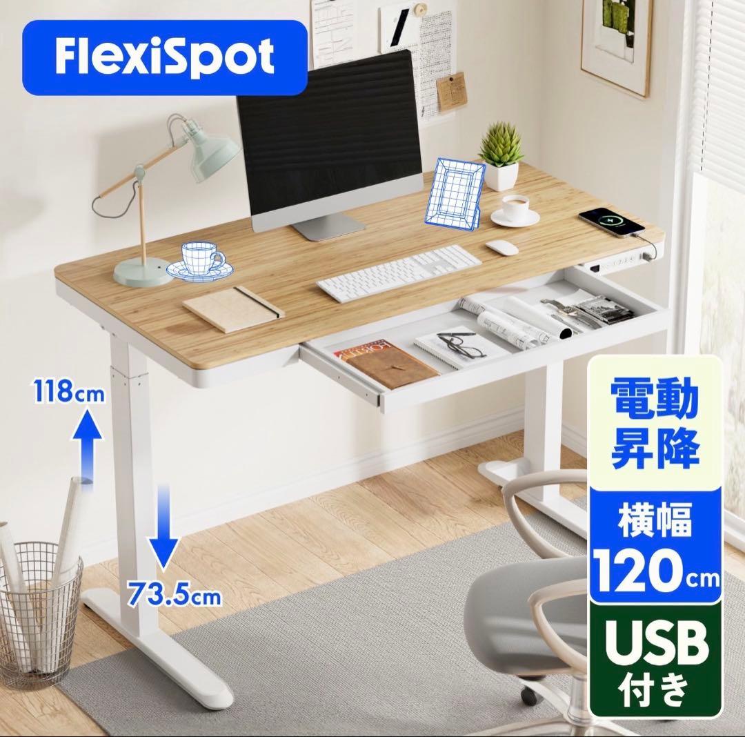 FlexiSpot EW8 昇降式デスク 横幅120cm