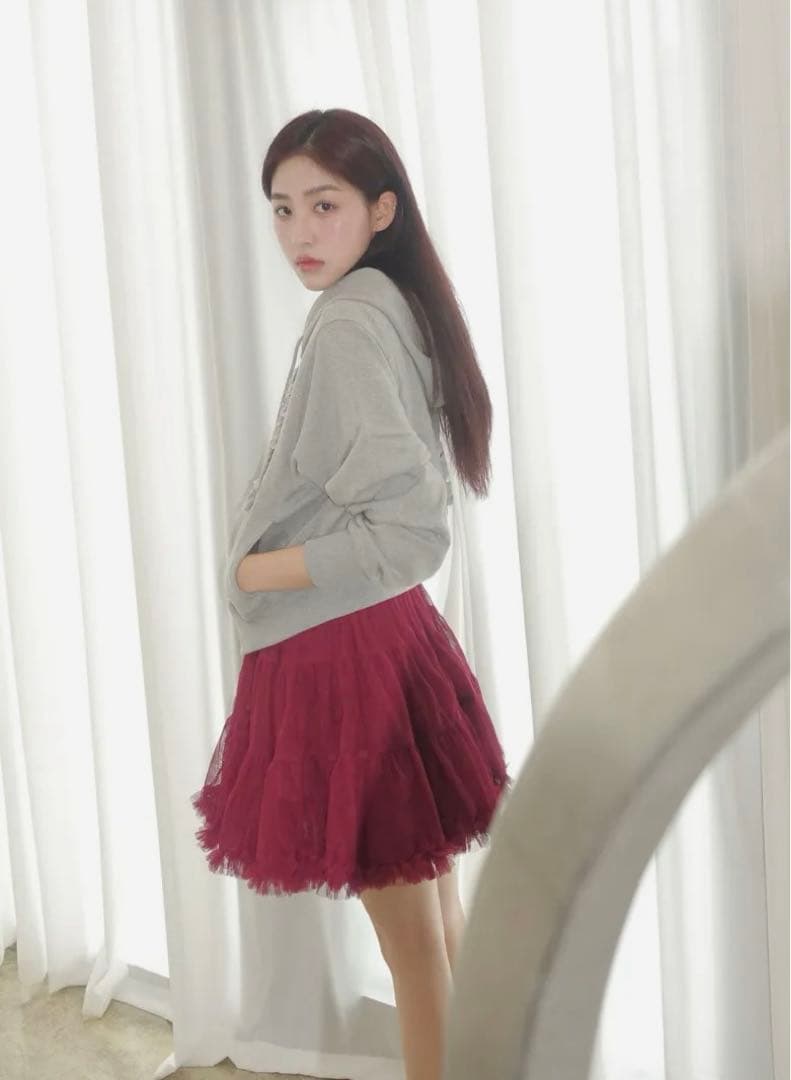 【Blue】SINOON Rose Frill Hoodie Zipup