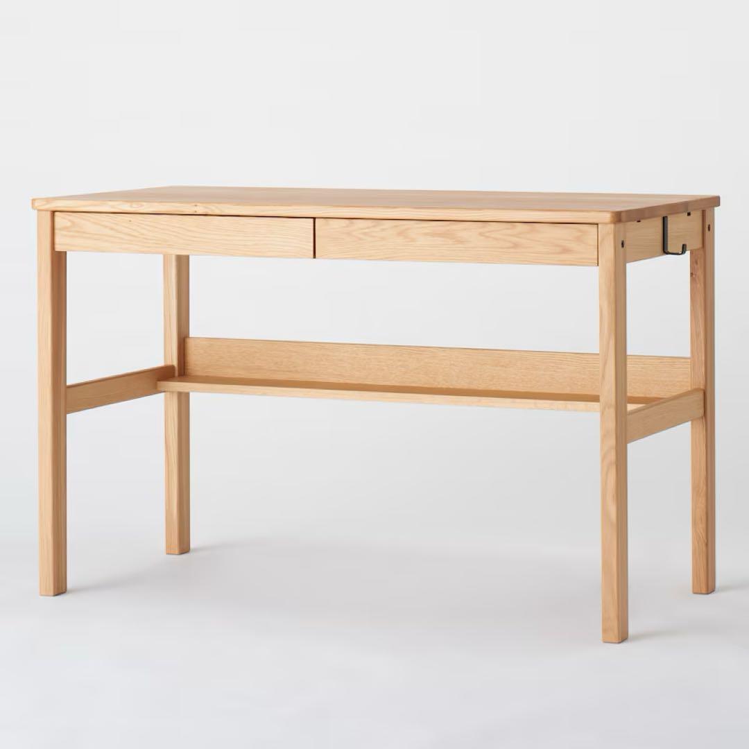 ☘️セール⭐️美品⭐️上置き棚付き⭐️廃盤希少⭐️オーク無垢材デスク 引出・足元棚付⭐️無印