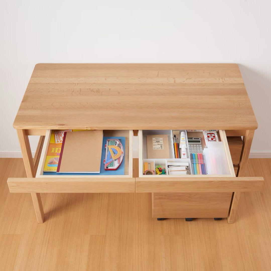 ☘️セール⭐️美品⭐️上置き棚付き⭐️廃盤希少⭐️オーク無垢材デスク 引出・足元棚付⭐️無印