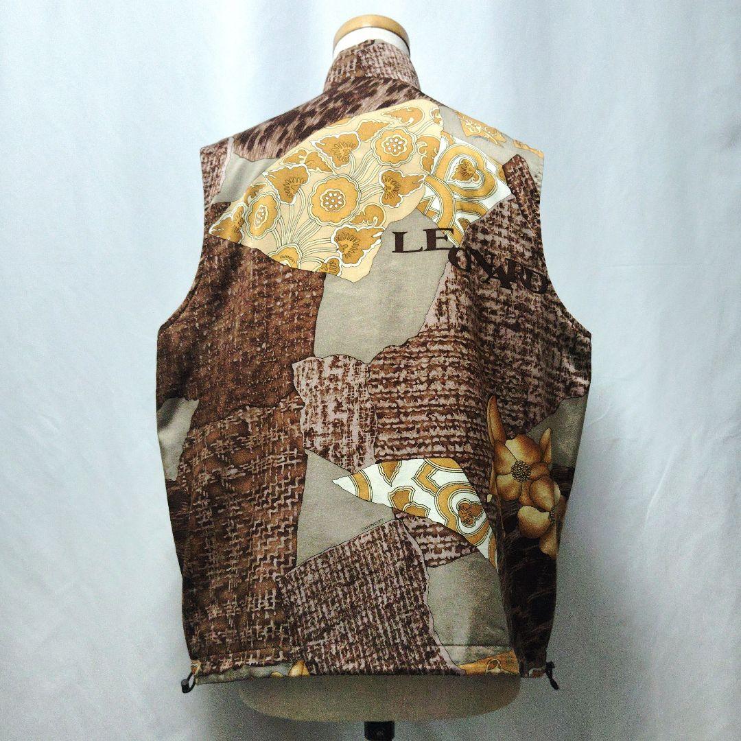 LEONARD　レオナール　花柄リバーシブルベスト　クレイジーパターン　LL