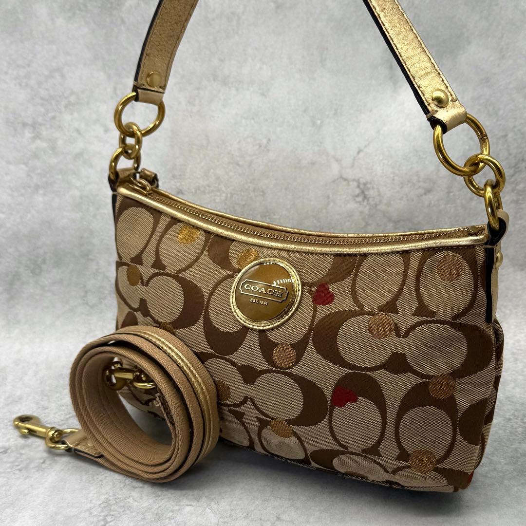 【良品】COACH コーチ ショルダーバッグ 2way キャンバス クロスボディ