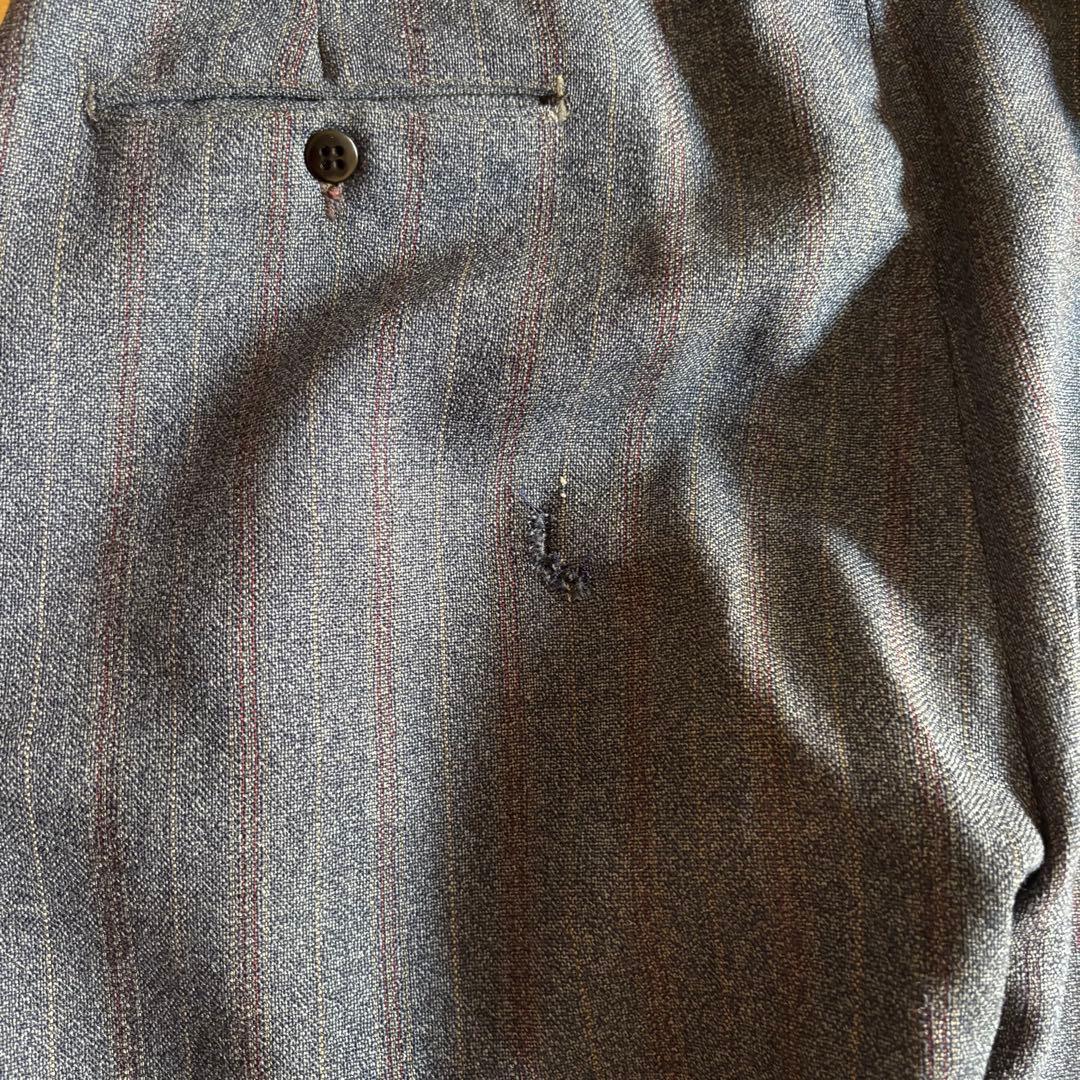 50s 60s ウールスラックス　ストライプ　極太