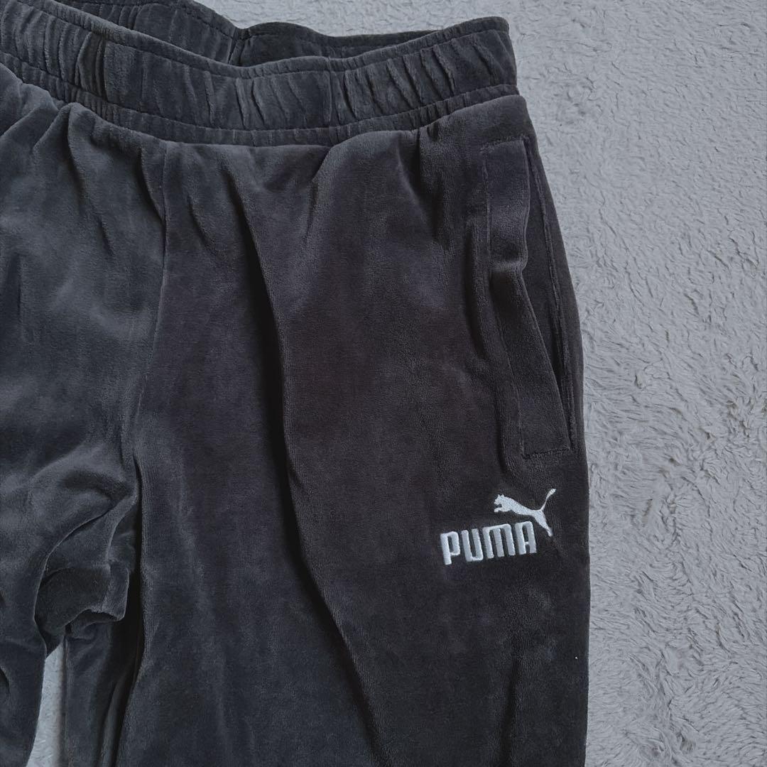新品 プーマ PUMA ベロア セットアップ 上下セット ブラック XL L
