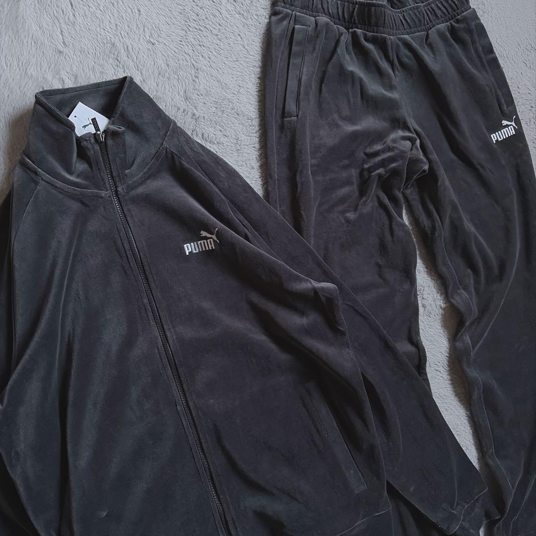 新品 プーマ PUMA ベロア セットアップ 上下セット ブラック XL L