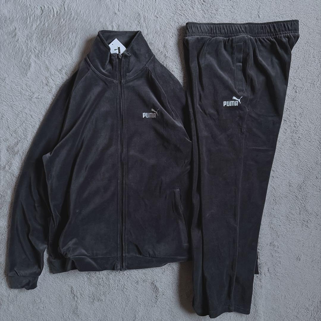 新品 プーマ PUMA ベロア セットアップ 上下セット ブラック XL L