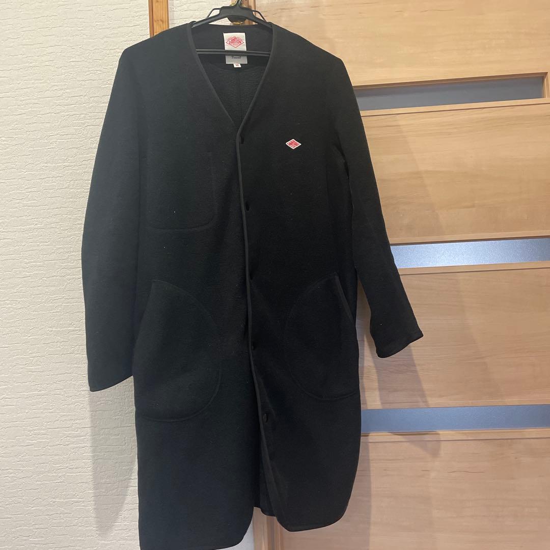 ♪美品DANTON ブラック ノーカラーコート 36♪