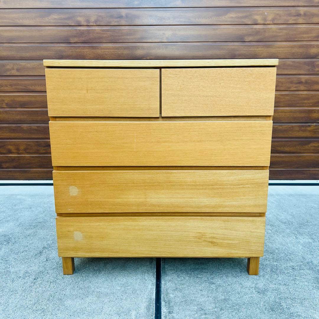 廃盤 無印 チェスト オーク 4段 足付き タンス