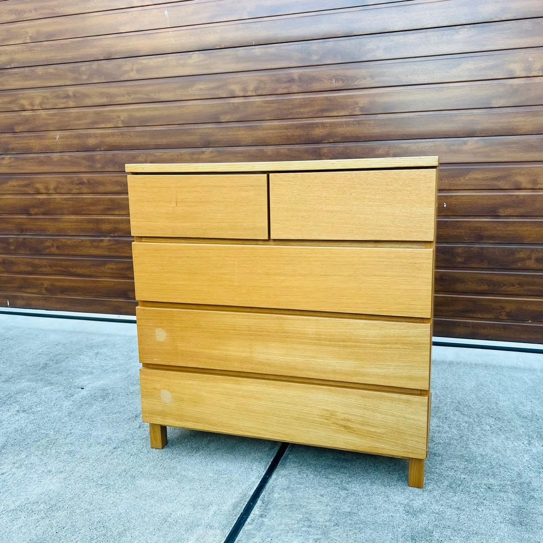 廃盤 無印 チェスト オーク 4段 足付き タンス