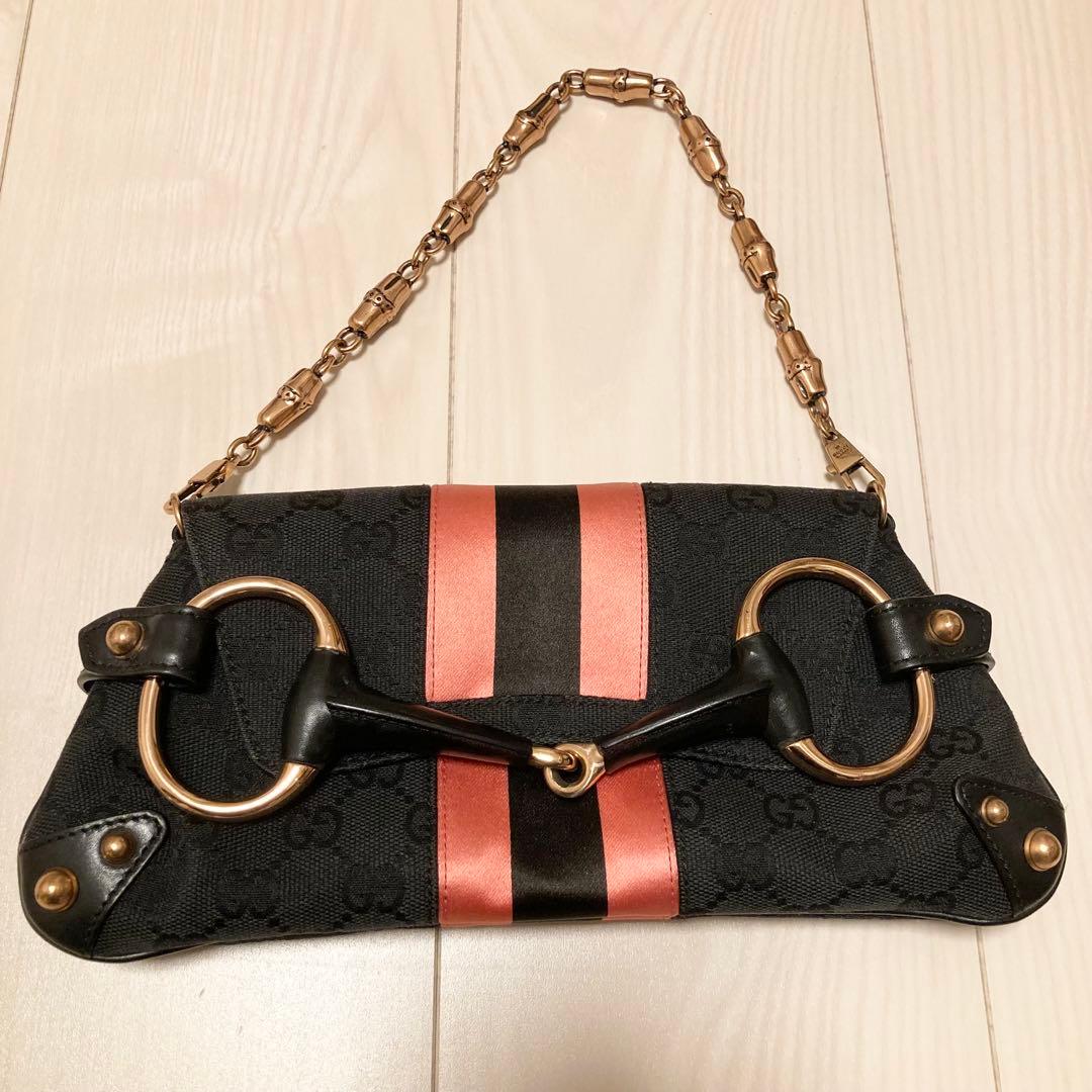 GUCCI バッグ　ハンドバッグ　限定　ピンク　ホースビット　ハミ　グッチ