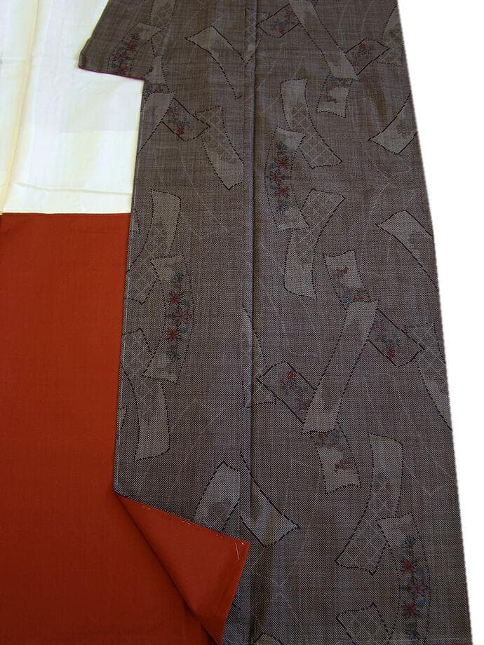 値下げ交渉ＯＫ！Ｌ寸 純泥染 本場奄美大島紬 径横絣 七マルキ 正絹 Ｕ３３４