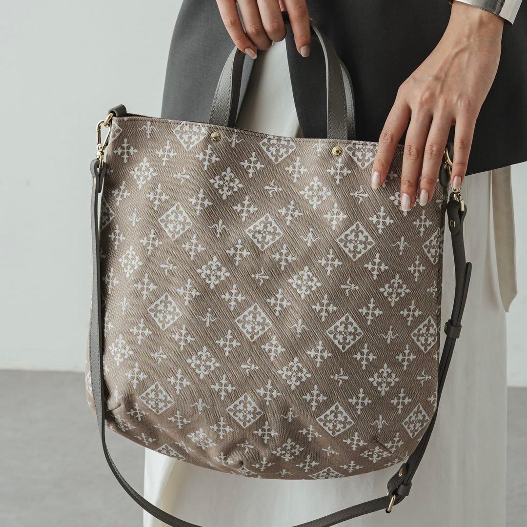 極美品✨ラシット　2wayショルダートートバッグ　コットンジャガード　モノグラム