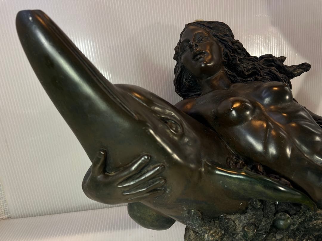 ヴィンテージ マーメイド コーヒーテーブル ガラストップ ブロンズ1980 年代