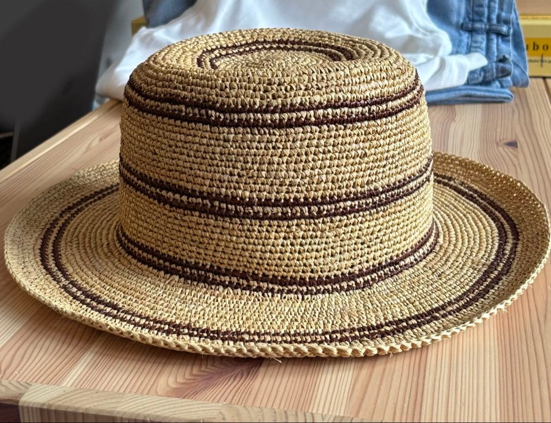 【試着のみ】45rpm ストローハット　麦わら帽子　ナチュラル
