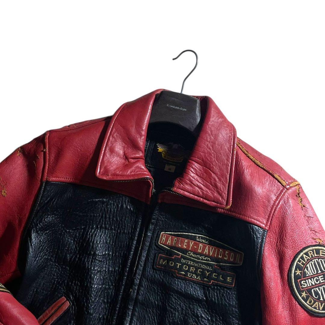 【雰囲気抜群】ハーレーダビッドソン　オールレザー　スタジャン　羊革　ラムレザー