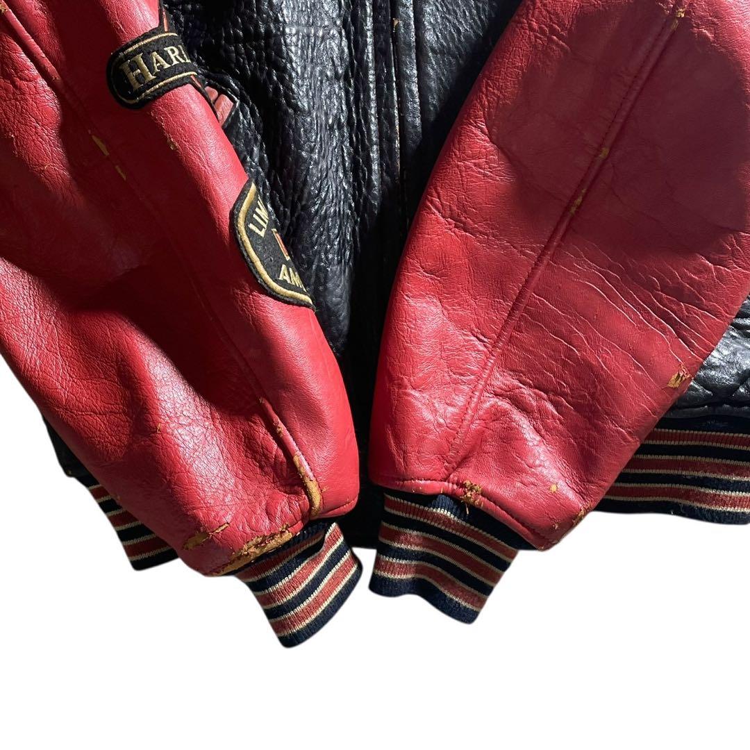 【雰囲気抜群】ハーレーダビッドソン　オールレザー　スタジャン　羊革　ラムレザー