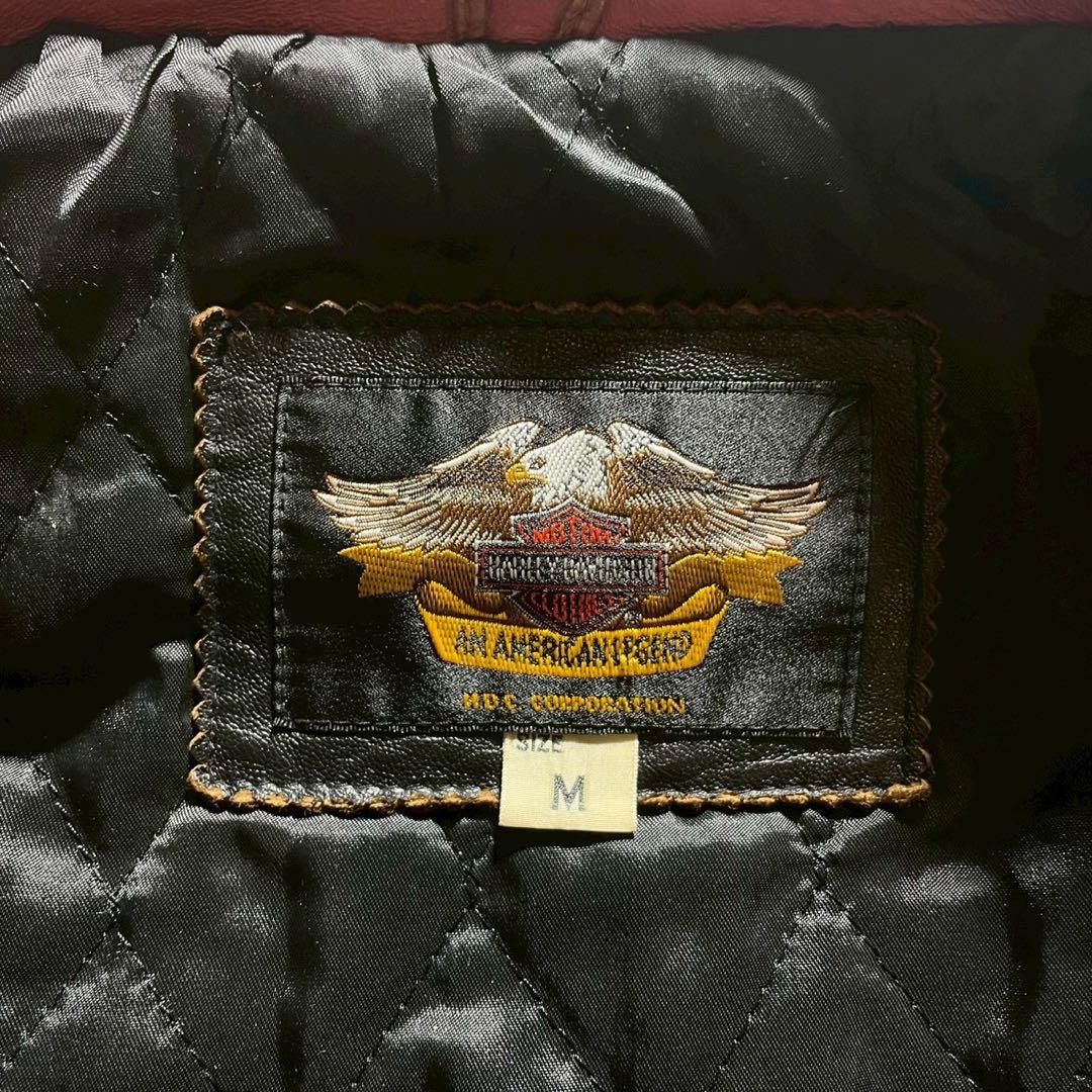 【雰囲気抜群】ハーレーダビッドソン　オールレザー　スタジャン　羊革　ラムレザー