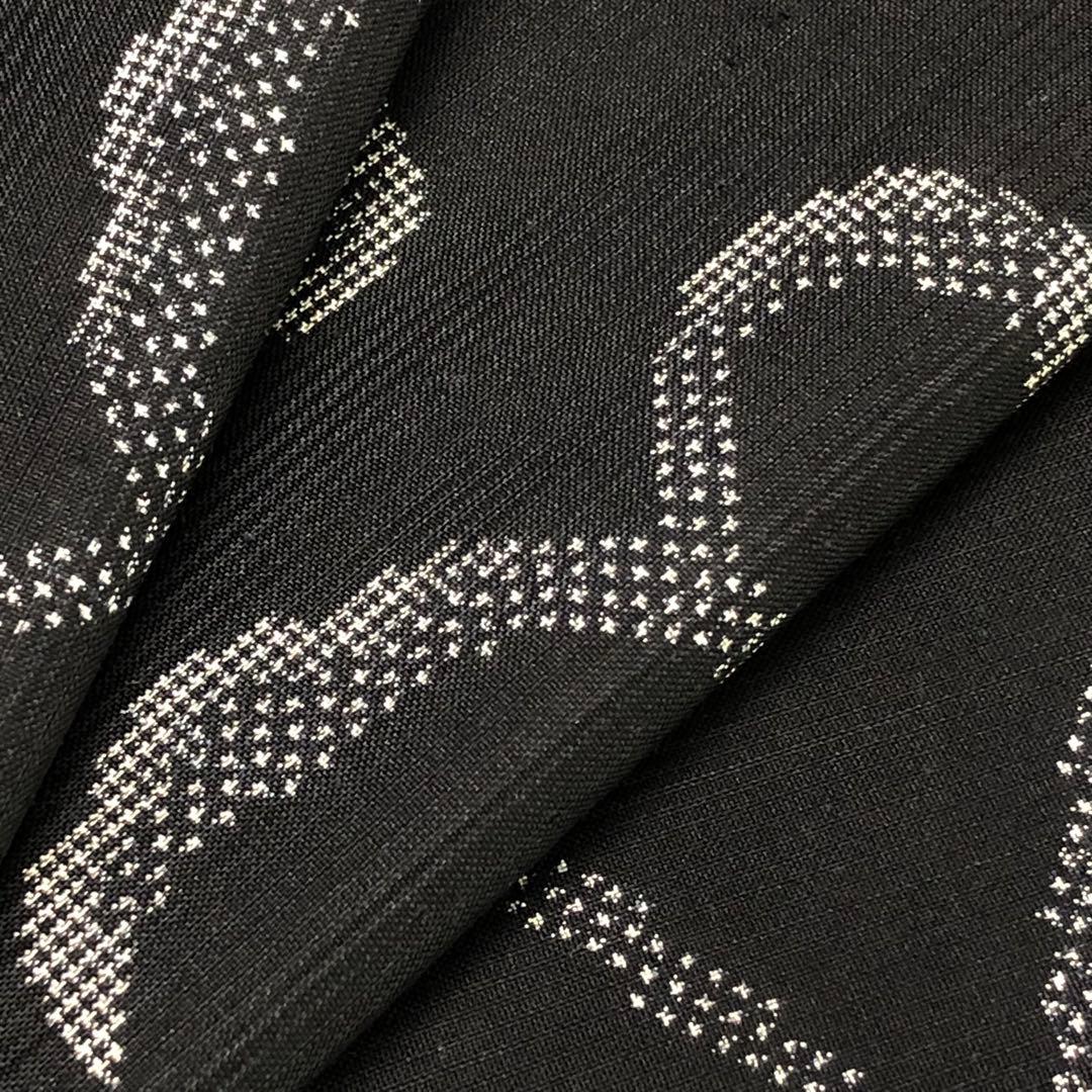 本場大島紬 一元 花唐草模様 黒色 KK-2034