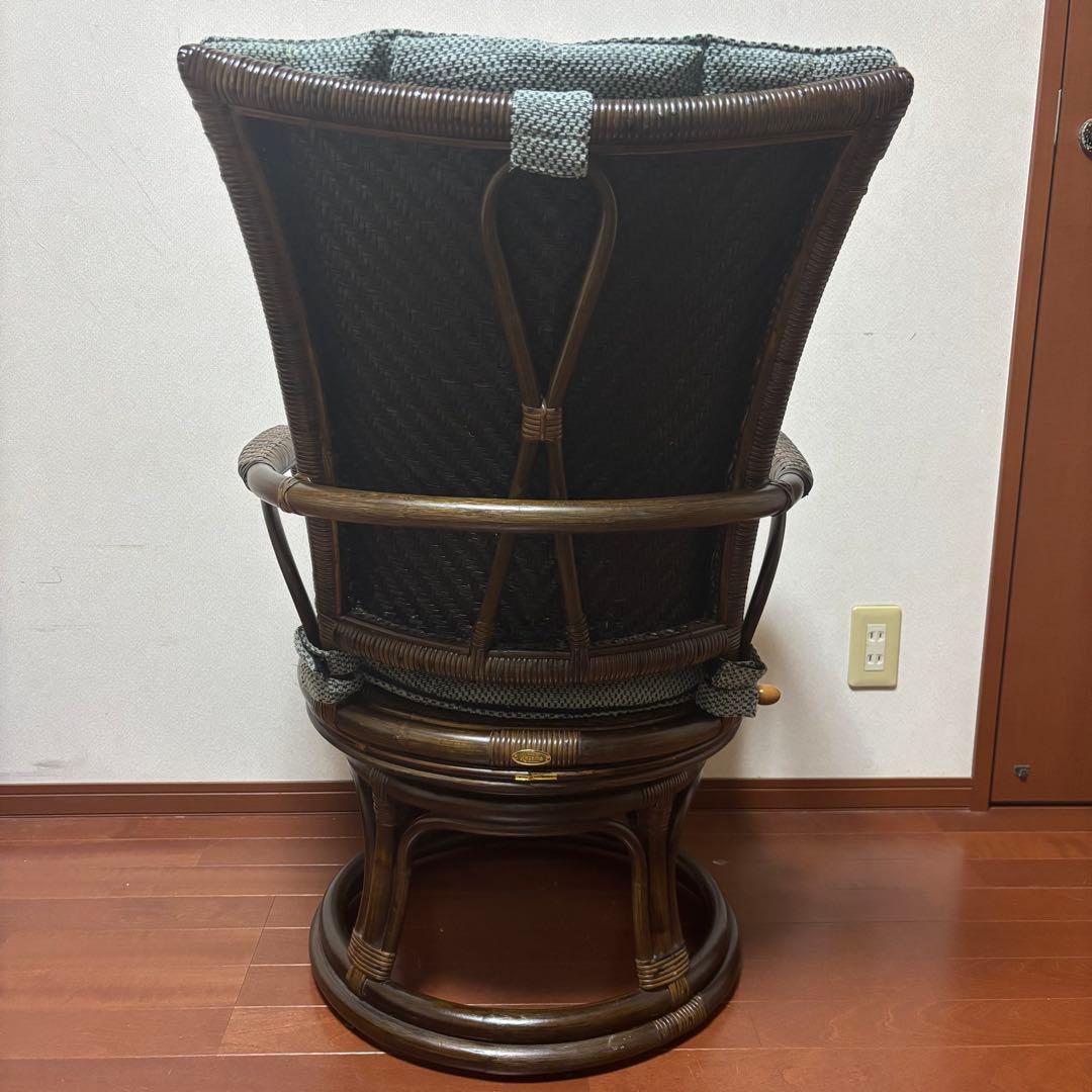 kazama カザマ　デリシアハイバック　チェア　ラタン　回転機能付き