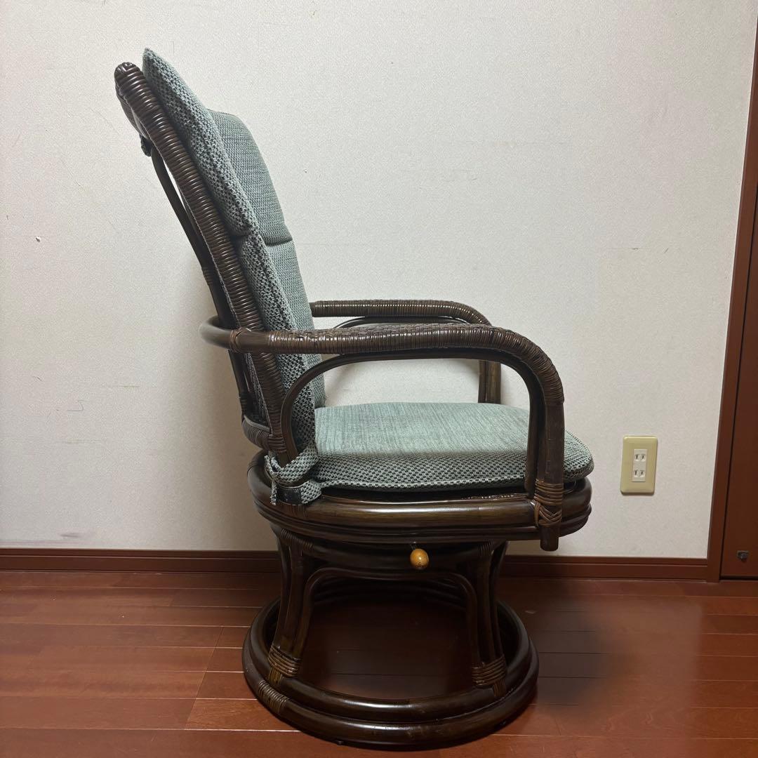 kazama カザマ　デリシアハイバック　チェア　ラタン　回転機能付き