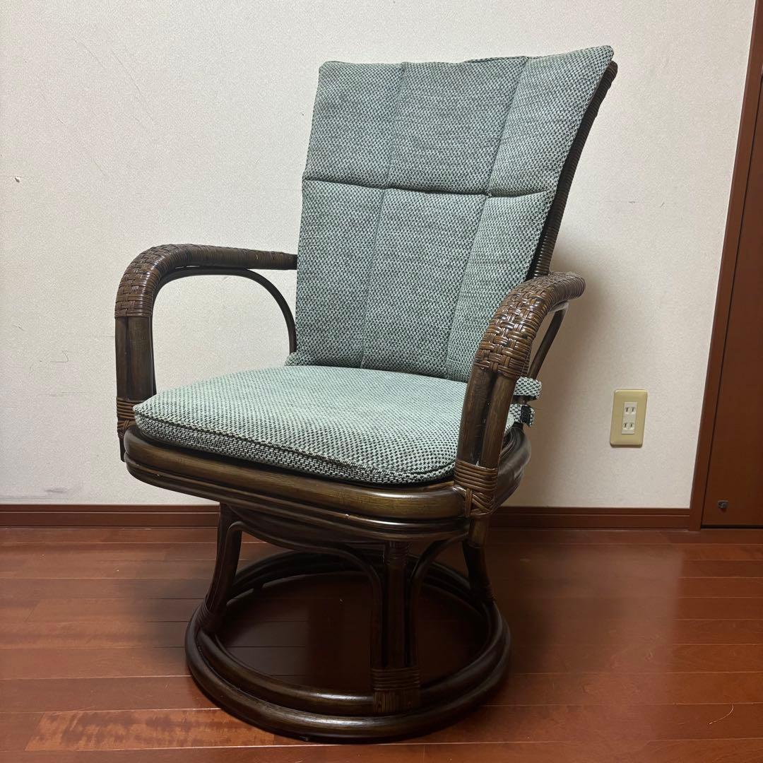 kazama カザマ　デリシアハイバック　チェア　ラタン　回転機能付き