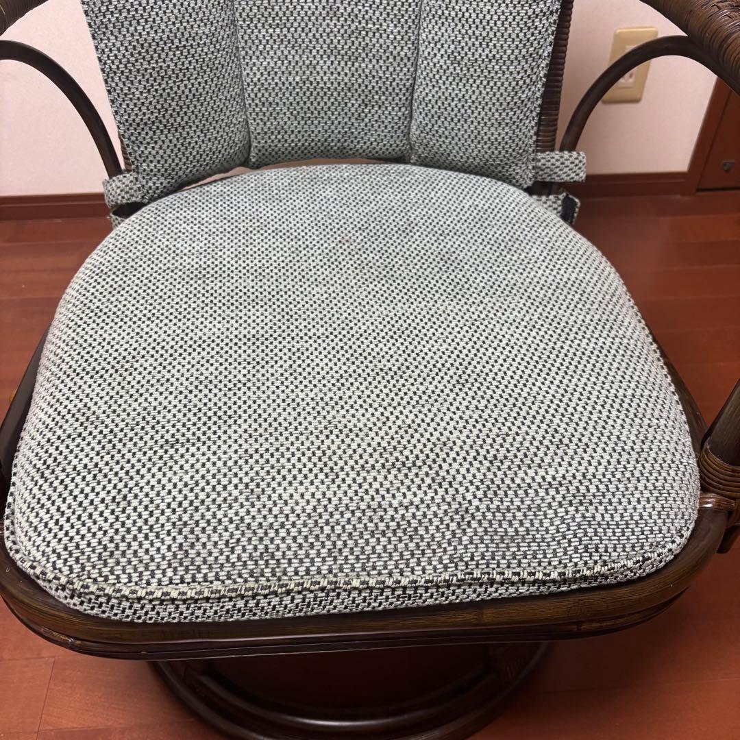 kazama カザマ　デリシアハイバック　チェア　ラタン　回転機能付き