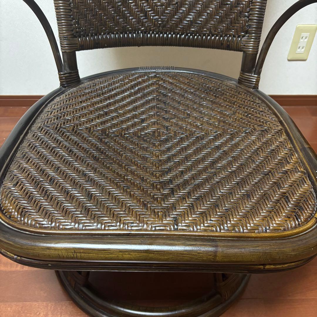 kazama カザマ　デリシアハイバック　チェア　ラタン　回転機能付き