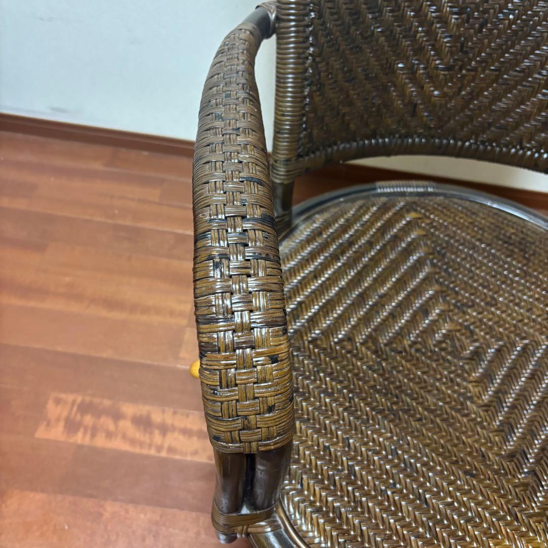 kazama カザマ　デリシアハイバック　チェア　ラタン　回転機能付き