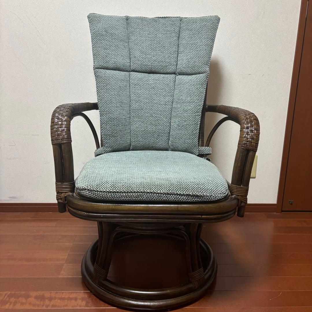 kazama カザマ　デリシアハイバック　チェア　ラタン　回転機能付き