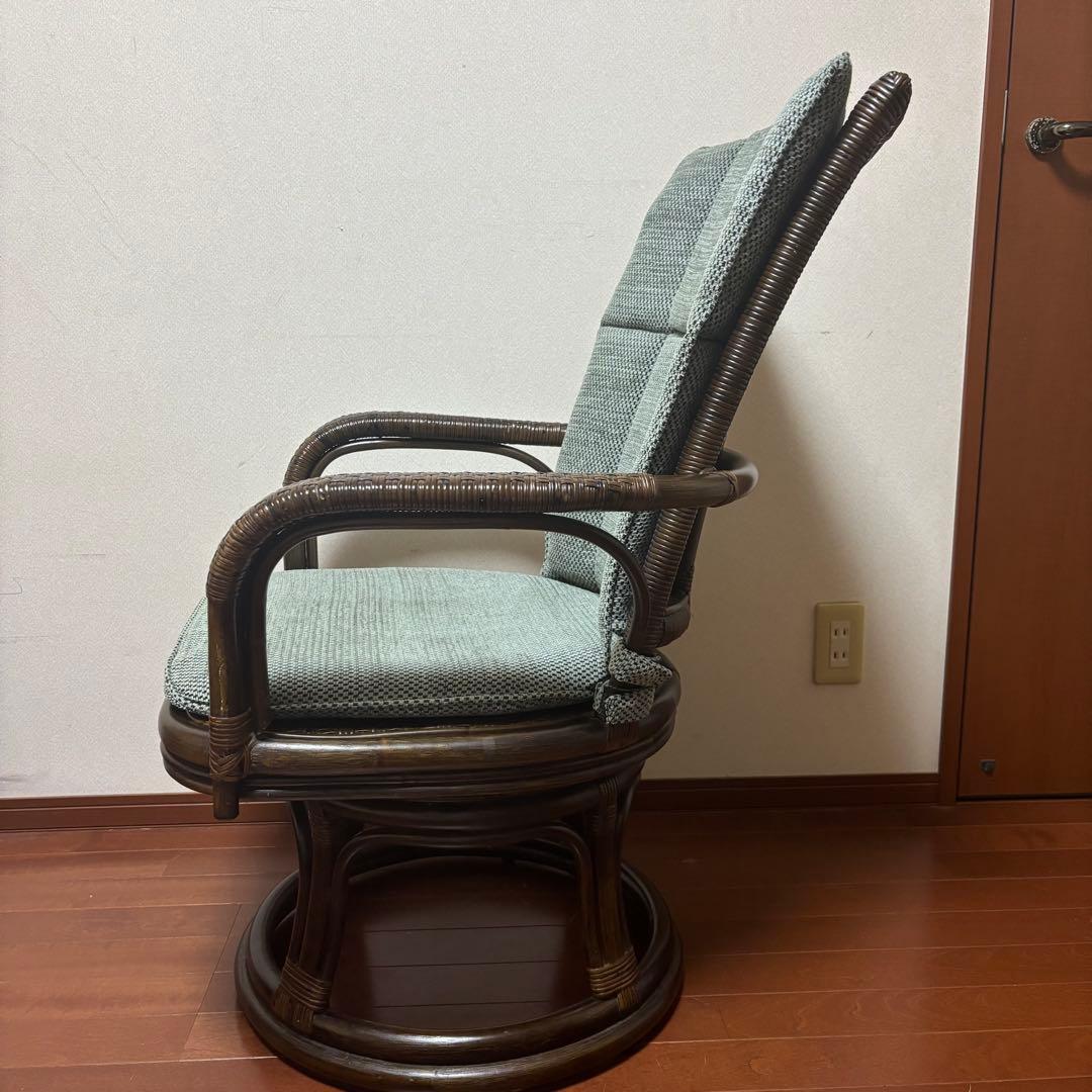 kazama カザマ　デリシアハイバック　チェア　ラタン　回転機能付き