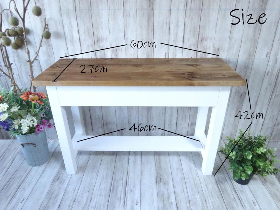 専用　ハンドメイド 　ショートベンチ ハートBOX付き（ナチュラル)