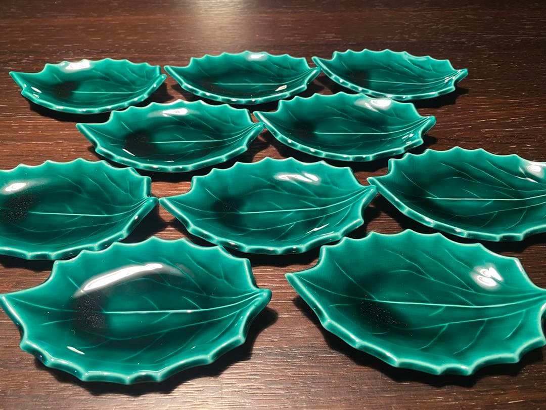 柊木緑交趾小皿10枚 京焼