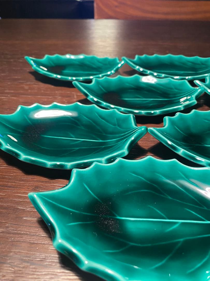 柊木緑交趾小皿10枚 京焼